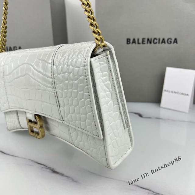 Balenciaga專櫃爆款鱷魚紋牛皮女包鏈條包 巴黎世家經典沙漏鏈條斜挎包 fyj1044